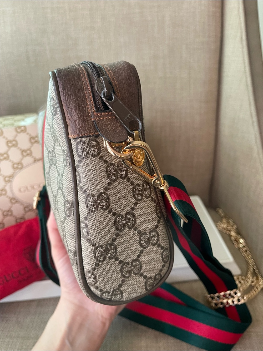 Authentic Gucci web sherry line clutch crossbody bag 89.01.012 - Picture 3 of 14
